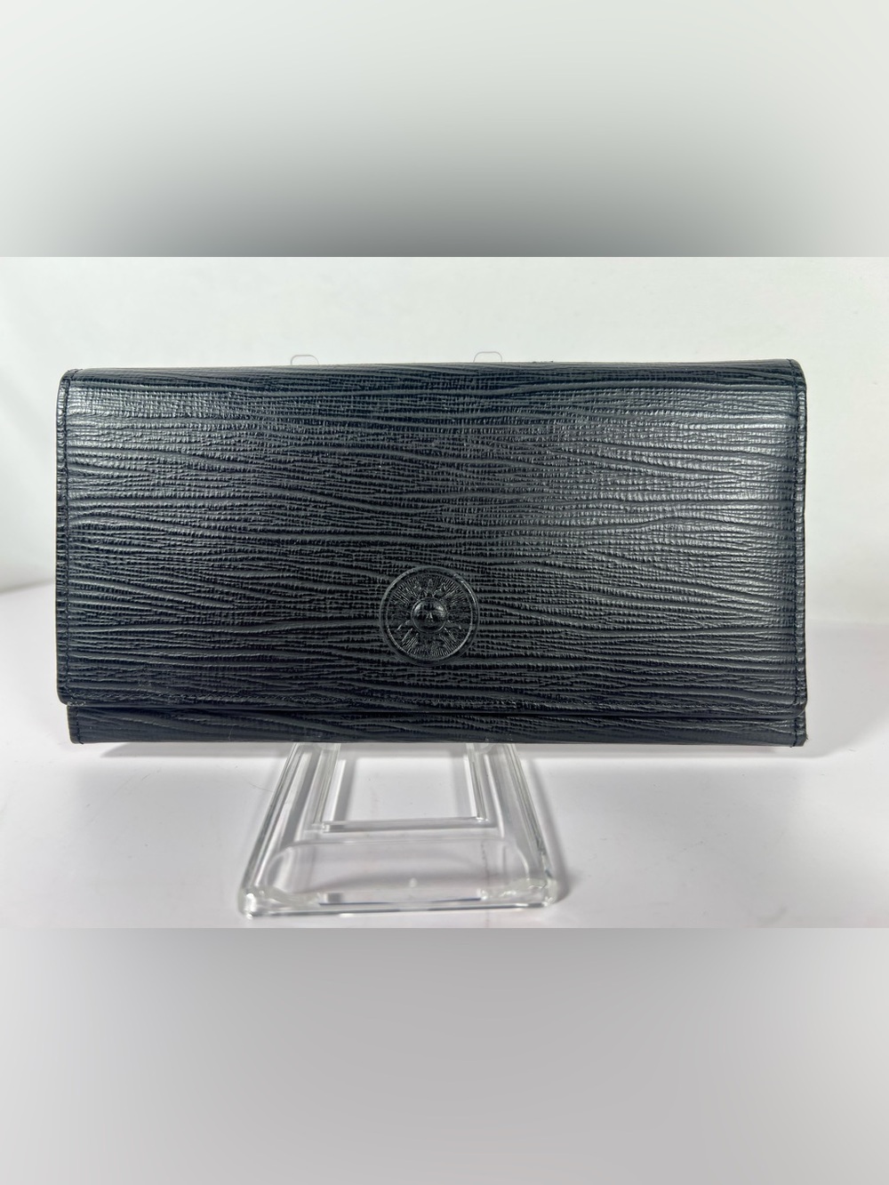 1241: Versace Medusa Black Textured Leather Long Wallet